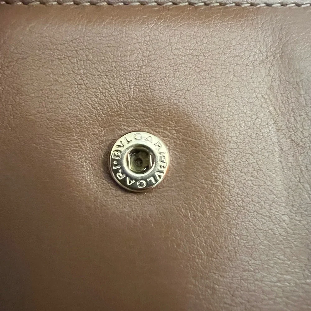 Bulgari Brown Leather Wallet with Gold Accent